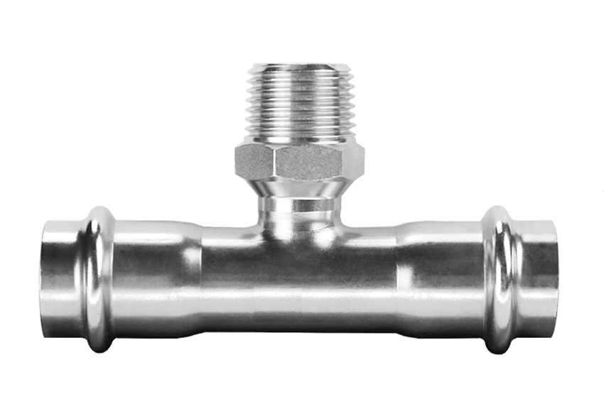 不銹鋼雙卡壓外絲三通